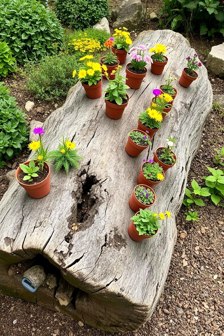 Rustic Log Stand - 24 Outdoor Plant Stand Ideas