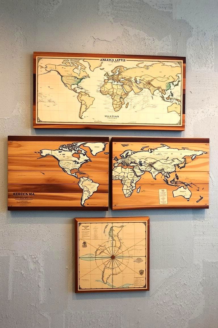 Rustic Map Displays - 24 Rustic Wall Decor Ideas