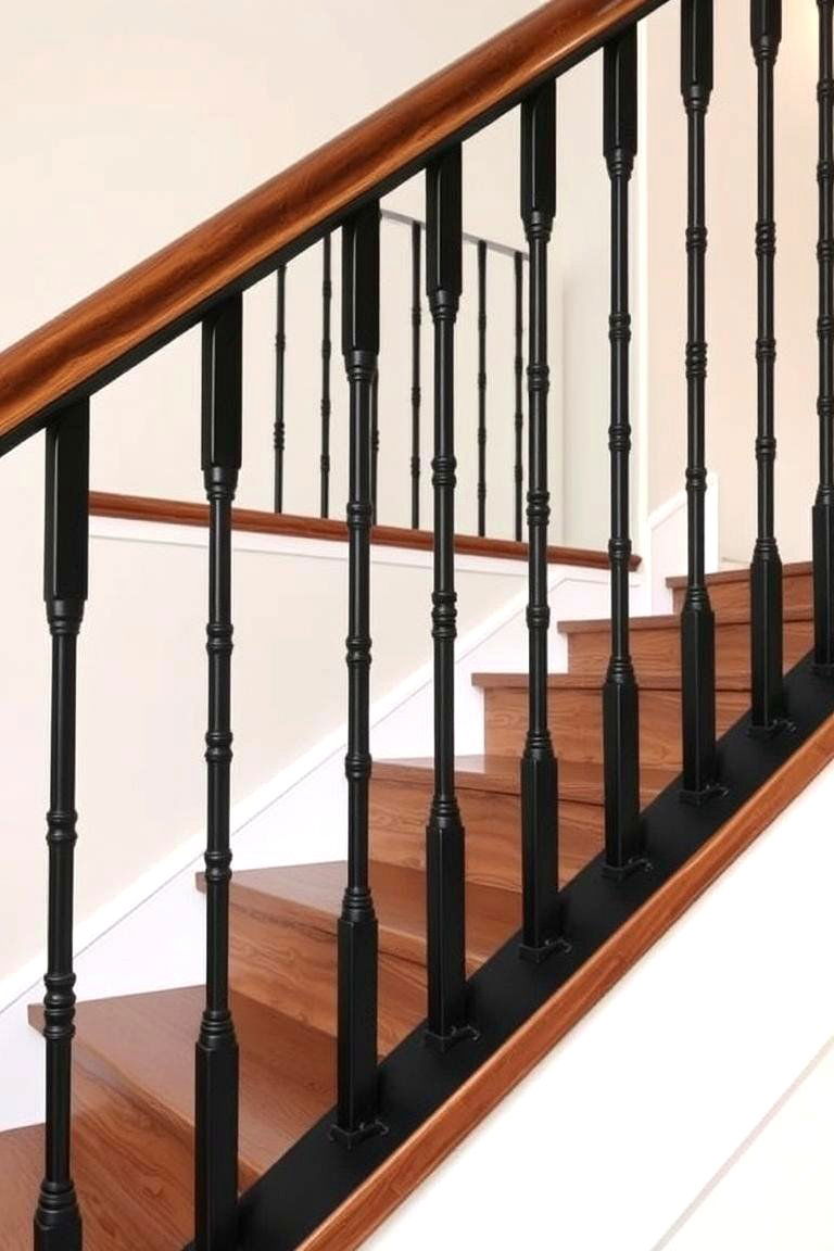 Rustic Metal Spindle Railings for a Bold Look - 24 Farmhouse Rustic Stair Railing Ideas