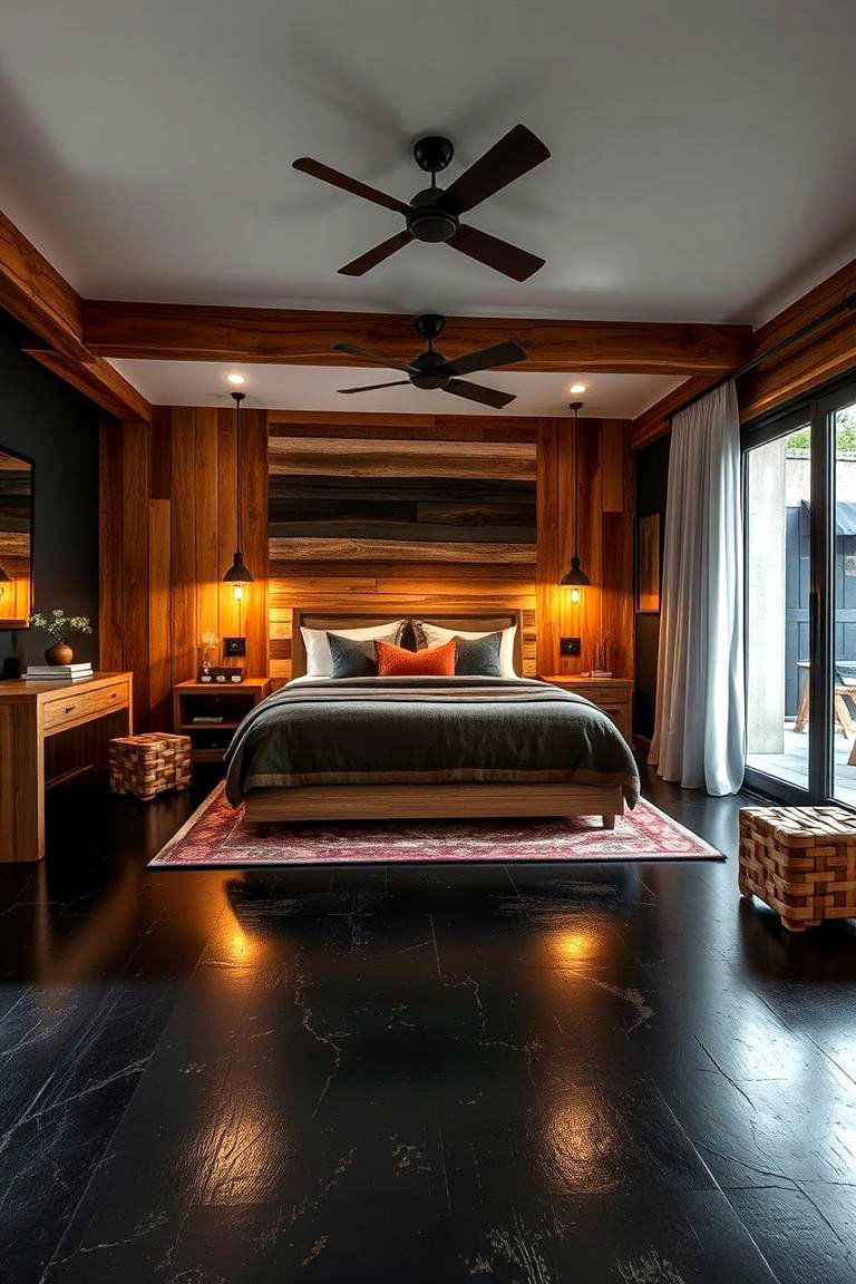 Rustic Modern Black Floor Bedroom - 24 Black Floor Bedroom Ideas
