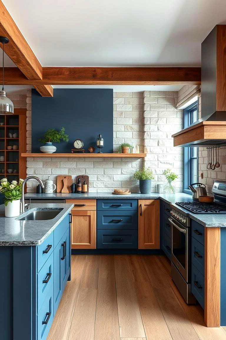 Rustic Modern Blend - 24 kitchens with blue countertops