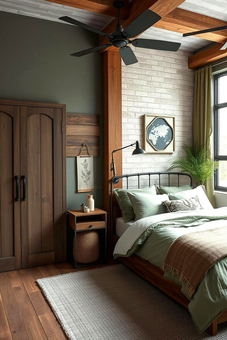 Rustic Modern Blend - 24 Green and Grey Bedroom Ideas