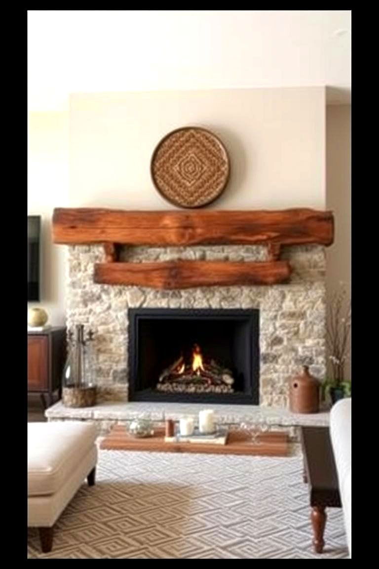 Rustic Modern Fireplace with Wood Accents - 24 Modern Fireplace Ideas