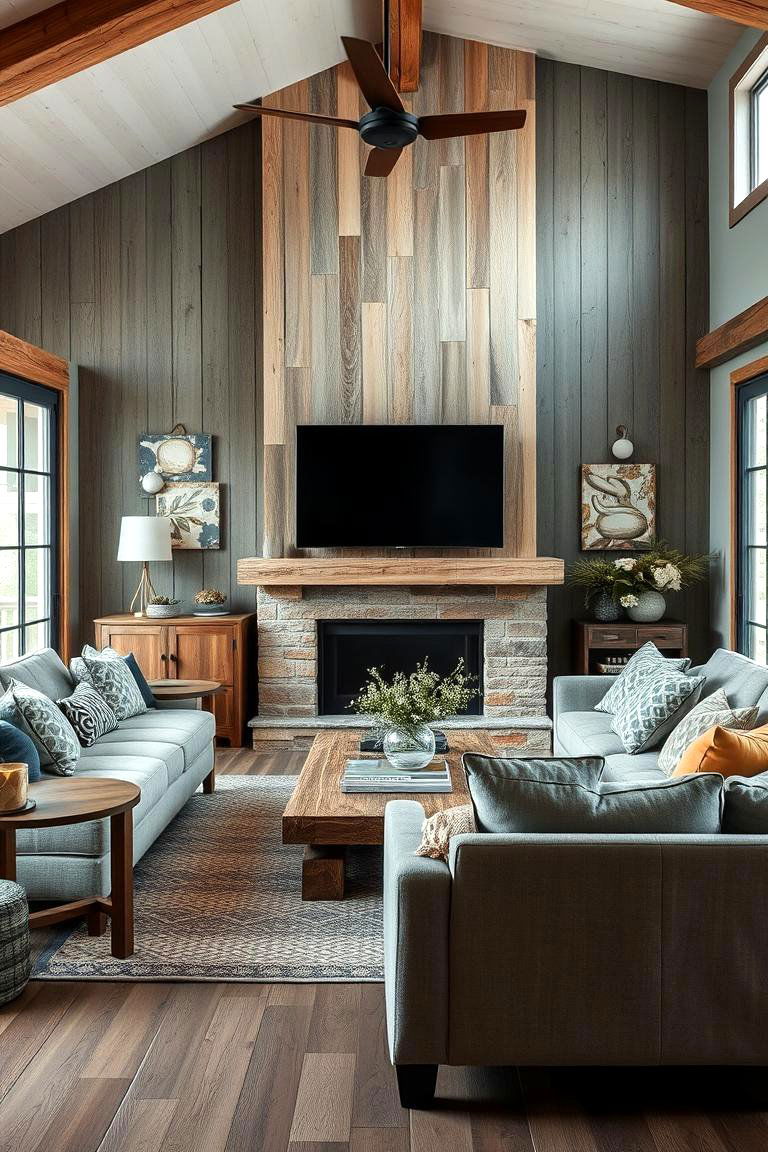 Rustic Modern Fusion - 24 blue and beige living room ideas
