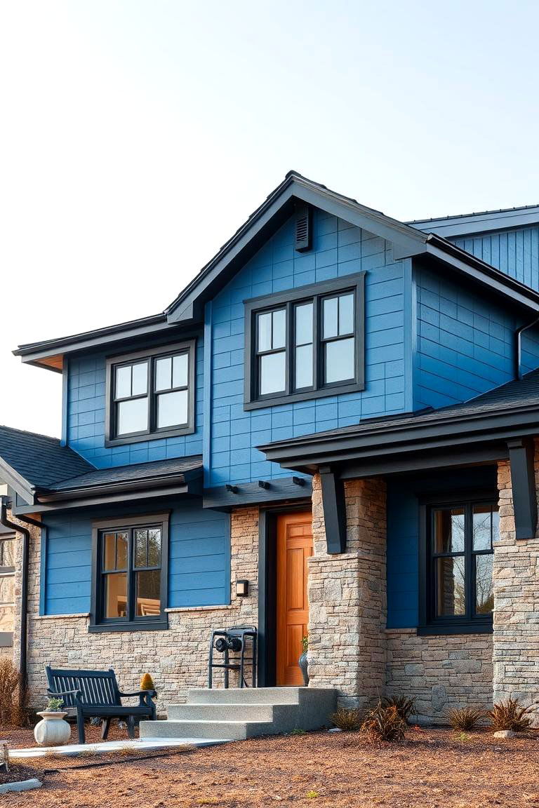 Rustic Modern Fusion - 24 Blue House With Black Trim Ideas