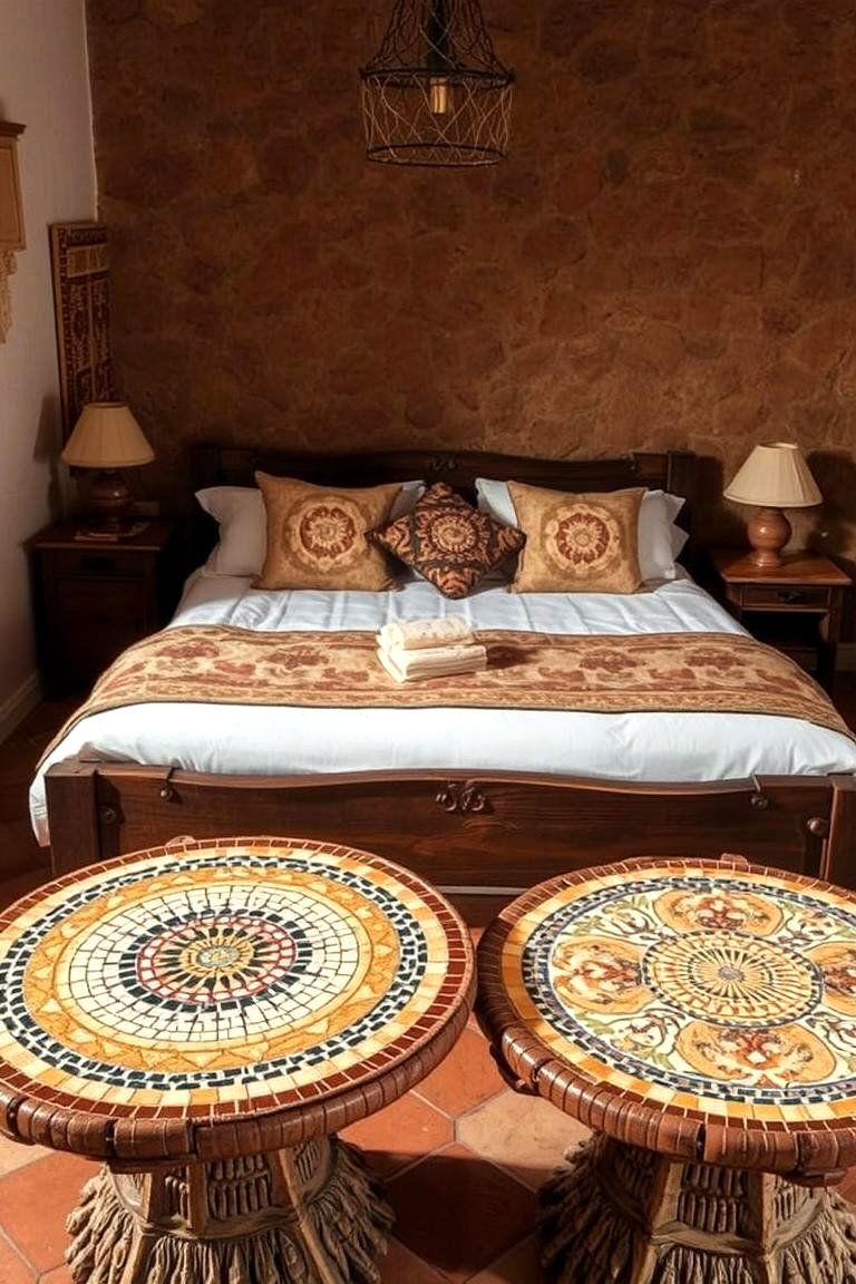 Rustic Mosaic Tables - 24 Moroccan Themed Bedroom Ideas