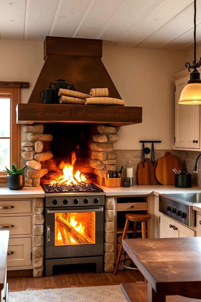 Rustic Open Fire Elements - 24 Dirty Kitchen Ideas