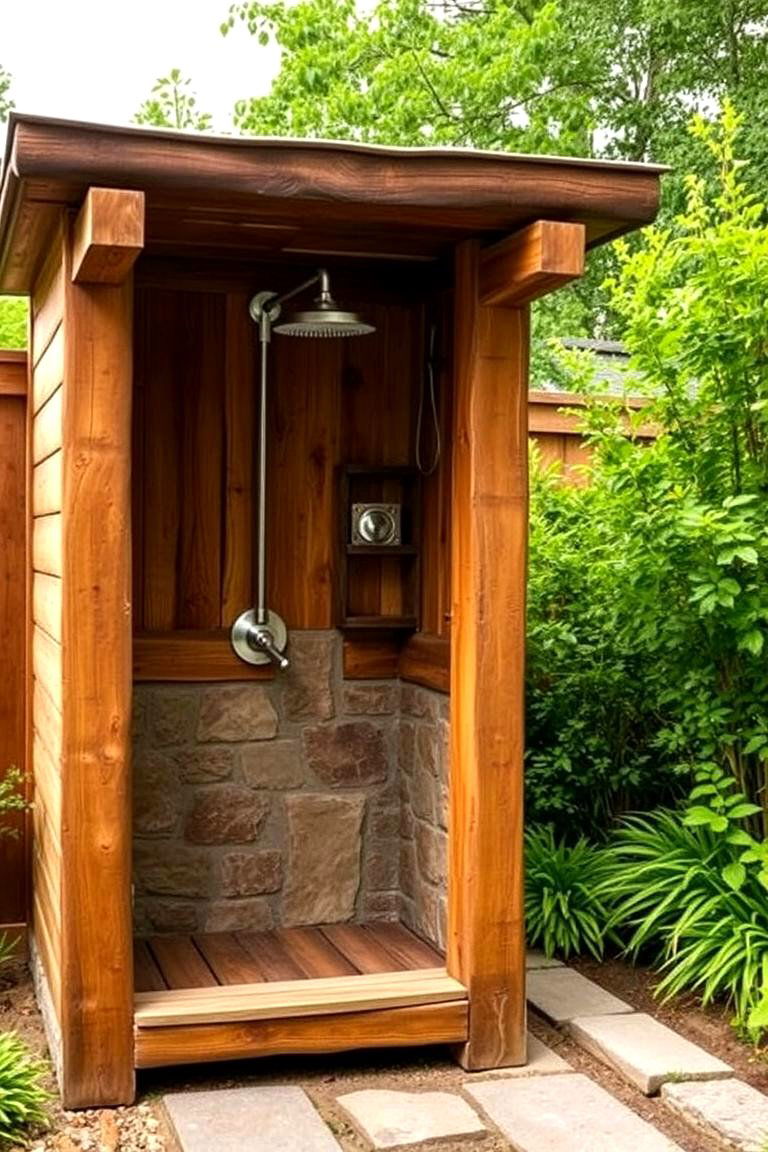 Rustic Outdoor Shower - 24 Rustic Patio Ideas