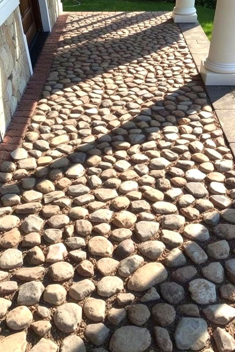 Rustic Pebble Mosaic Tiles - 24 Front Porch Tile Ideas