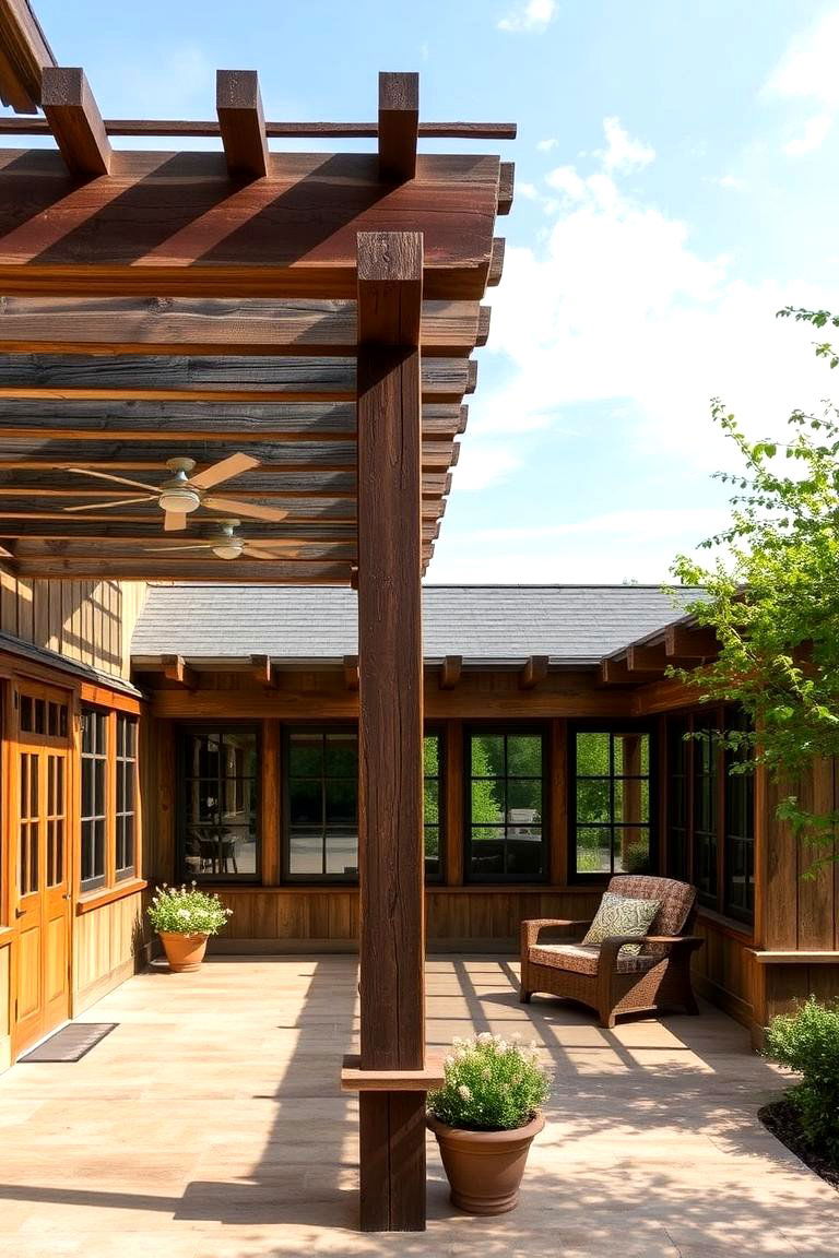Rustic Pergola Integration - 24 Rustic Sunroom Ideas
