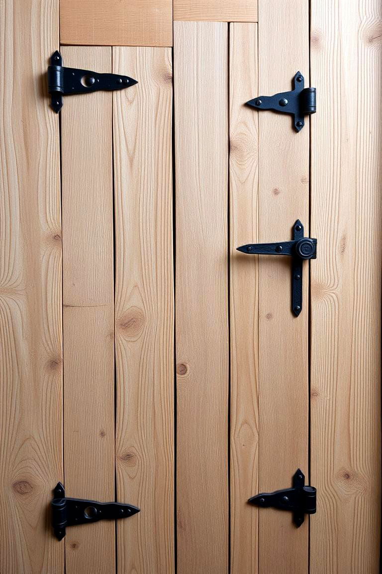 Rustic Plank Door with Wrought Iron Details - 24 White Oak Front Door Ideas