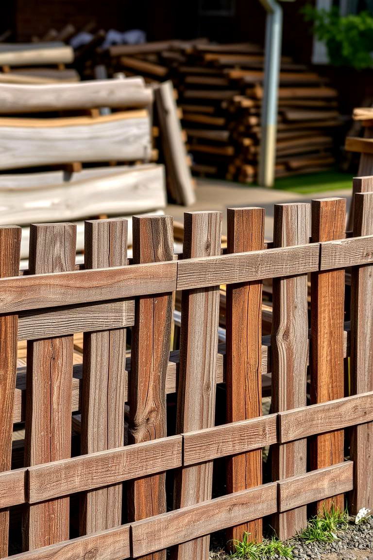 Rustic Railroad Tie Fence - 24 Cheap Privacy Fence Ideas