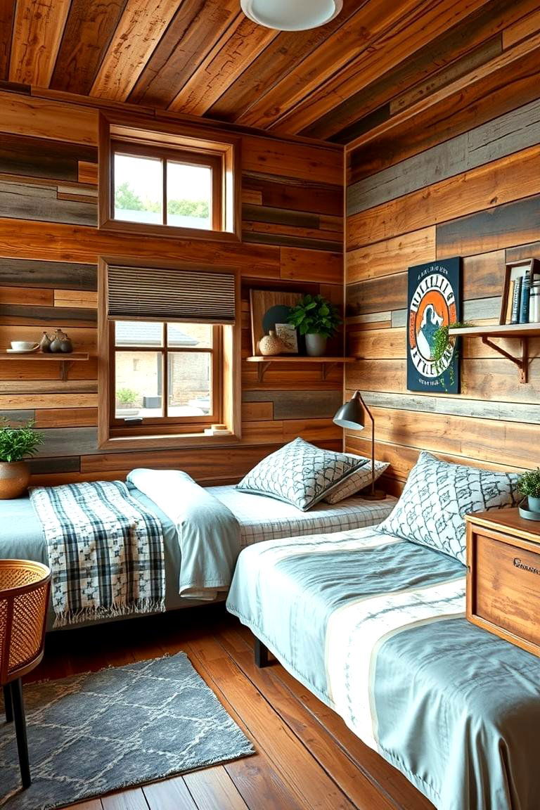 Rustic Reclaimed Wood Accents - 24 Boho Dorm Room Ideas