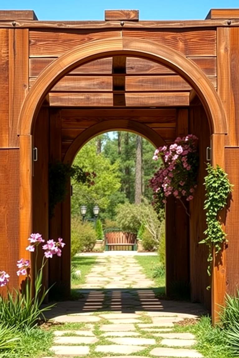 Rustic Reclaimed Wood Arch - 24 Garden Arch Ideas