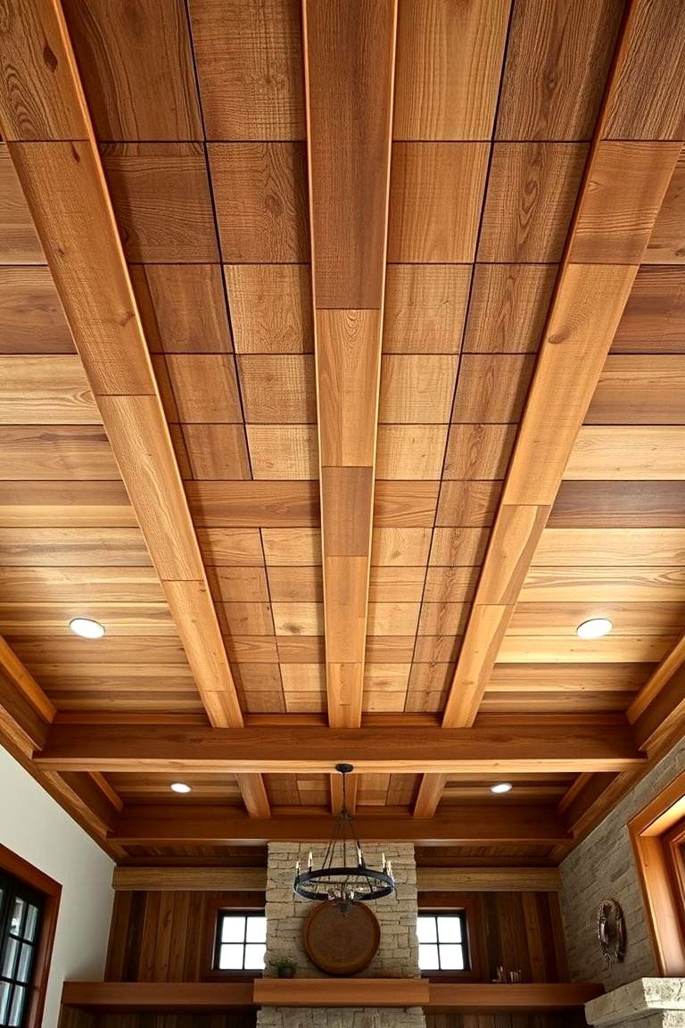 Rustic Reclaimed Wood Coffered Ceiling - 24 Coffered Ceiling Ideas