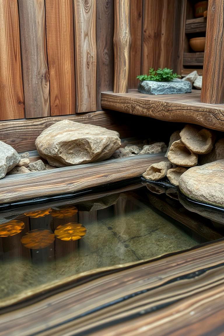 Rustic Reclaimed Wood Pond - 24 Raised Garden Pond Ideas