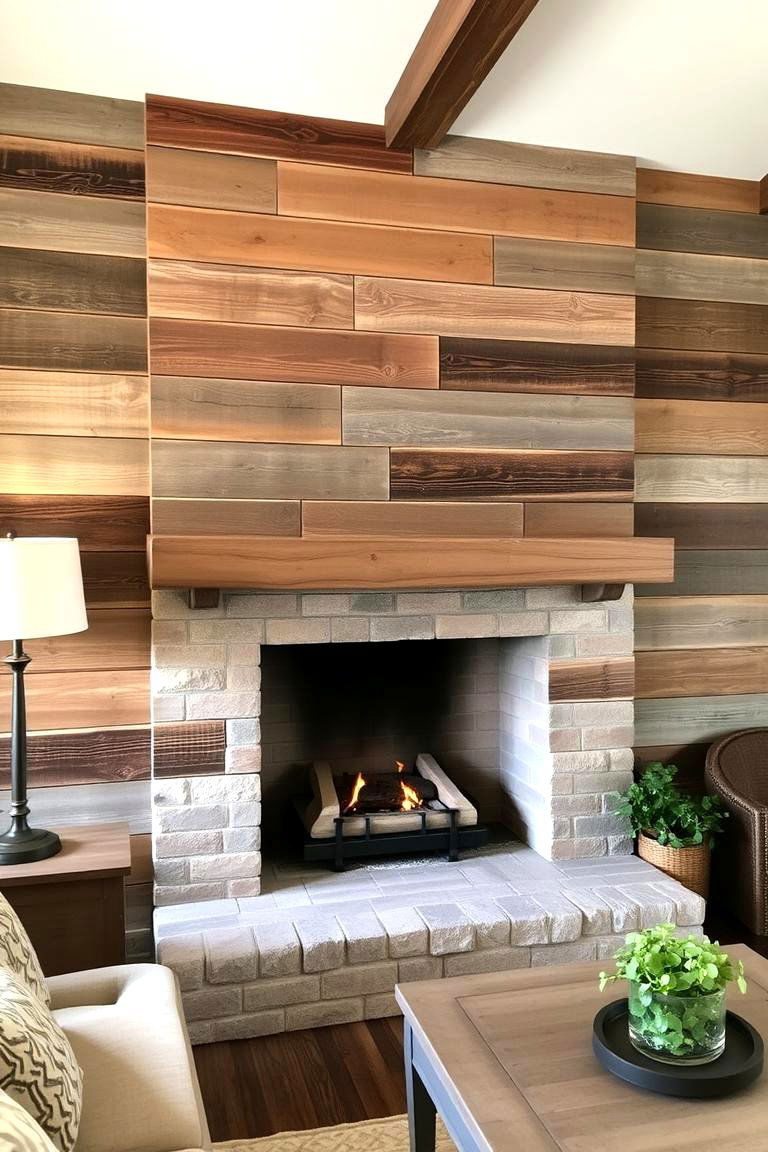 Rustic Reclaimed Wood Surround - 24 Fireplace Wall Ideas