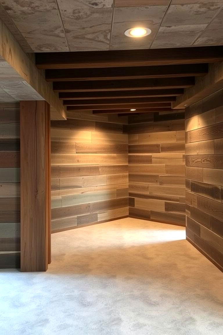 Rustic Reclaimed Wood Walls - 24 Basement Wall Ideas