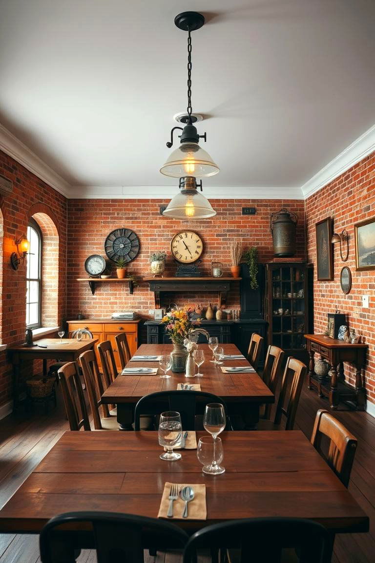Rustic Red Brick Dining Room - 24 Red Dining Room Ideas