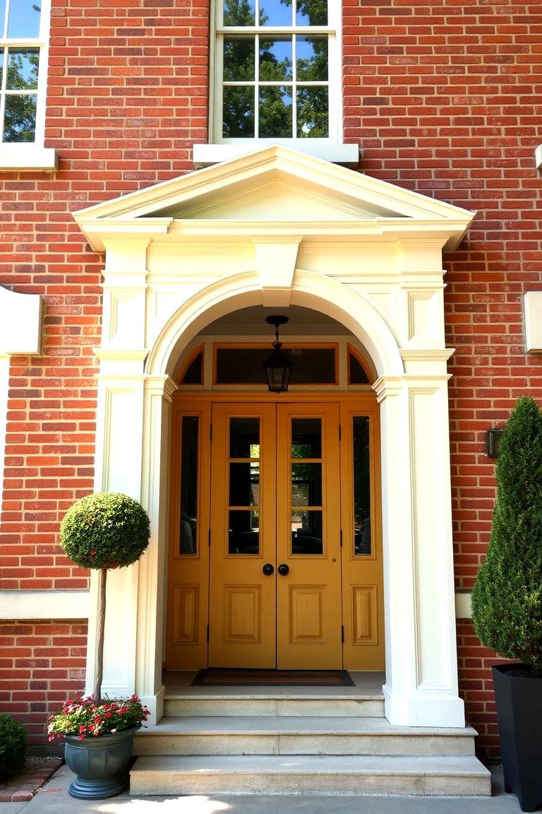 Rustic Red Brick with Creamy White Trim - 24 Exterior Brick and Paint Color Combinations