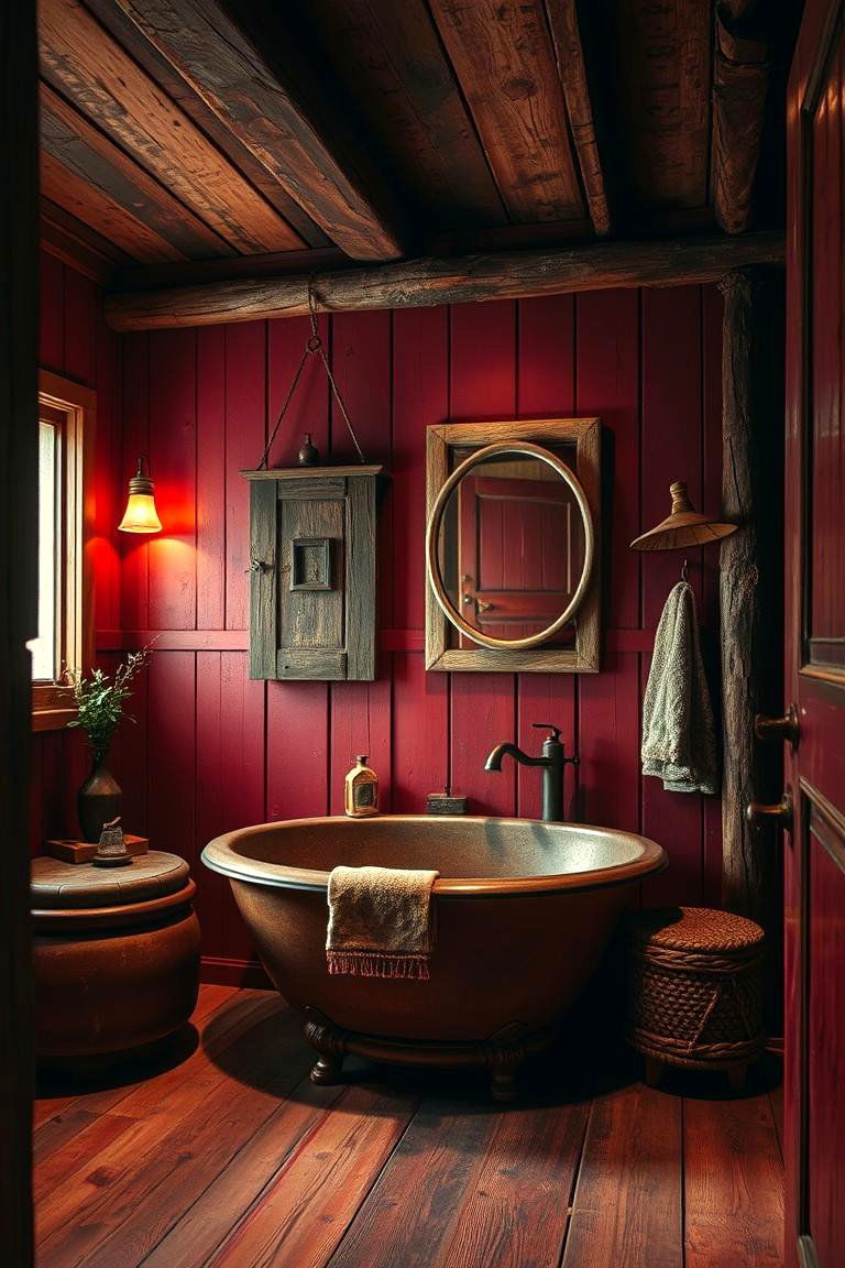 Rustic Red Elements - 24 Red Bathroom Ideas