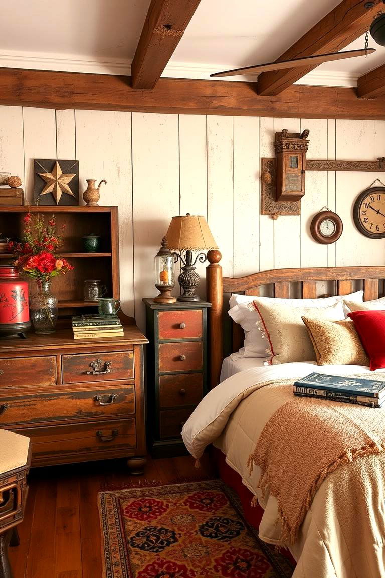 Rustic Red Vintage Touches - 24 Red Bedroom Ideas