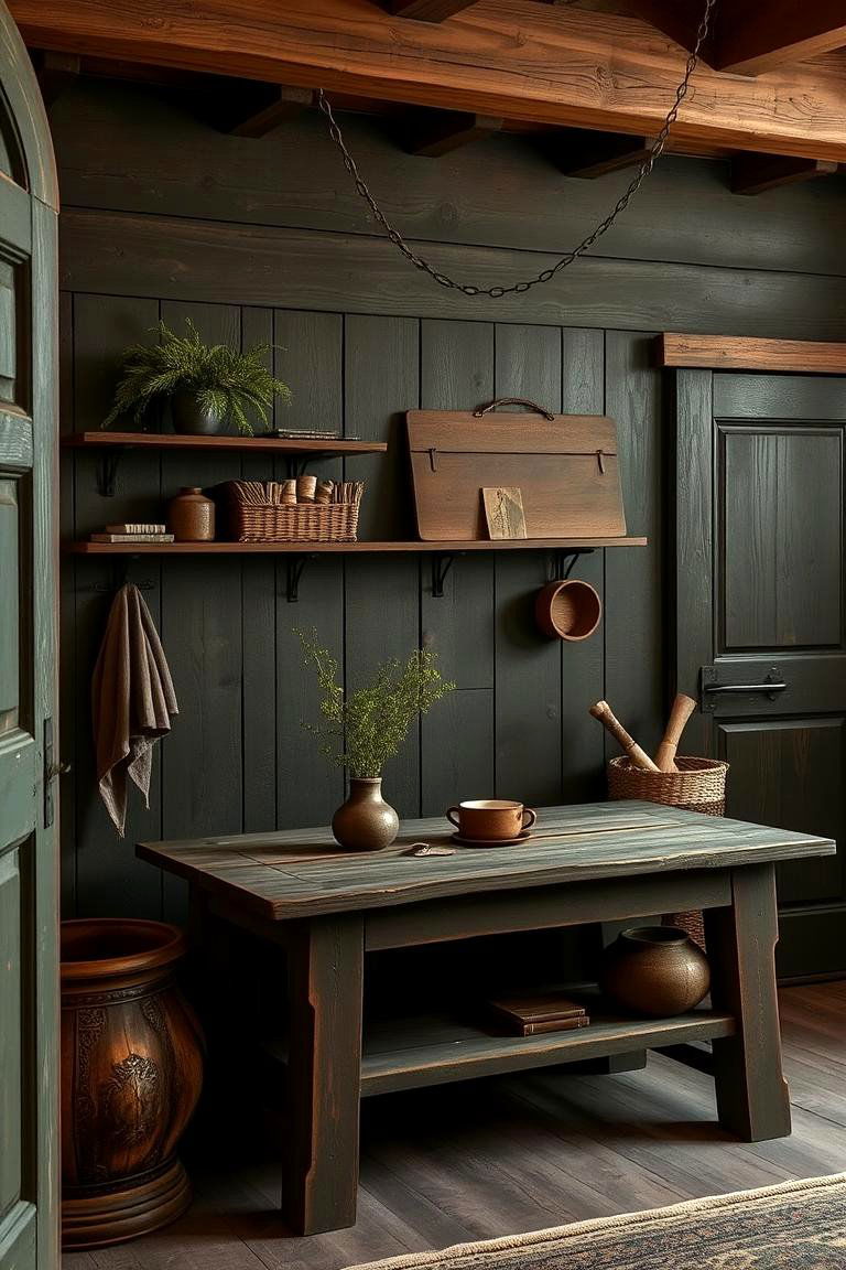 Rustic Retreat in Dark Olive Tones - 24 Dark Olive Green House Designs