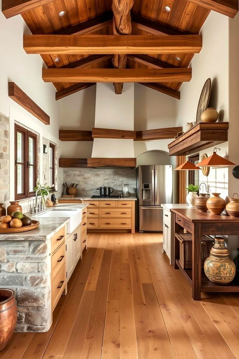 Rustic Retreat with Natural Light Wood - 24 Light Wood Floor Kitchen Ideas