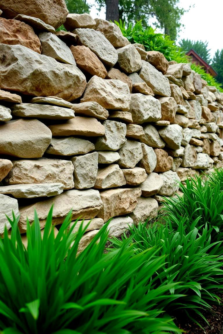 Rustic River Rock Wall - 24 Natural Rock Retaining Wall Ideas