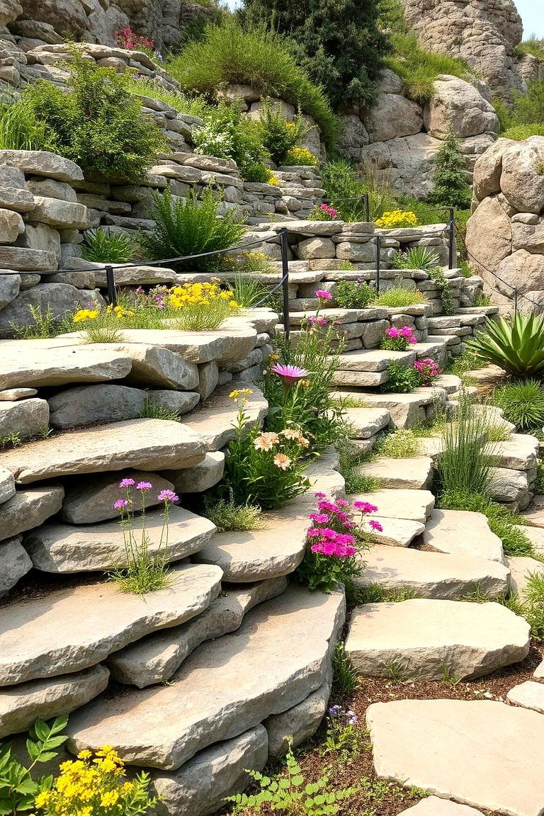 Rustic Rock Garden Terrace - 24 Terraced Garden Ideas