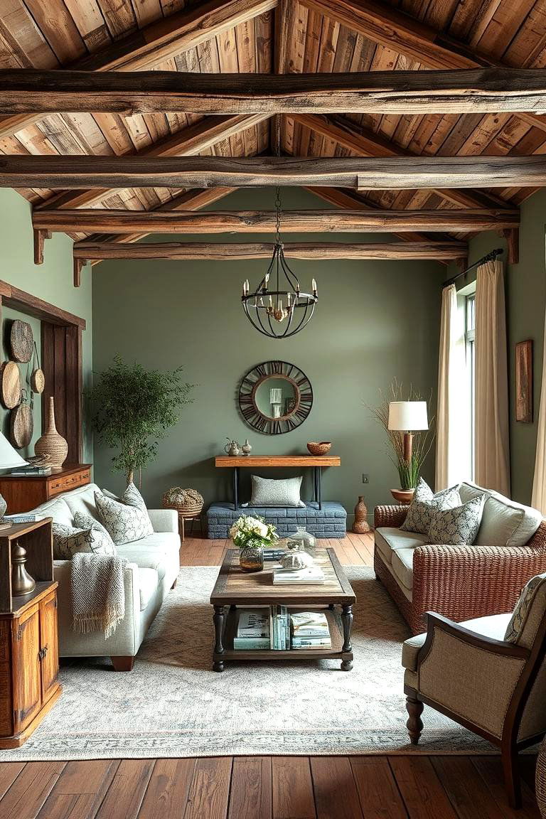 Rustic Sage Charm - 24 Sage Green Living Room Ideas