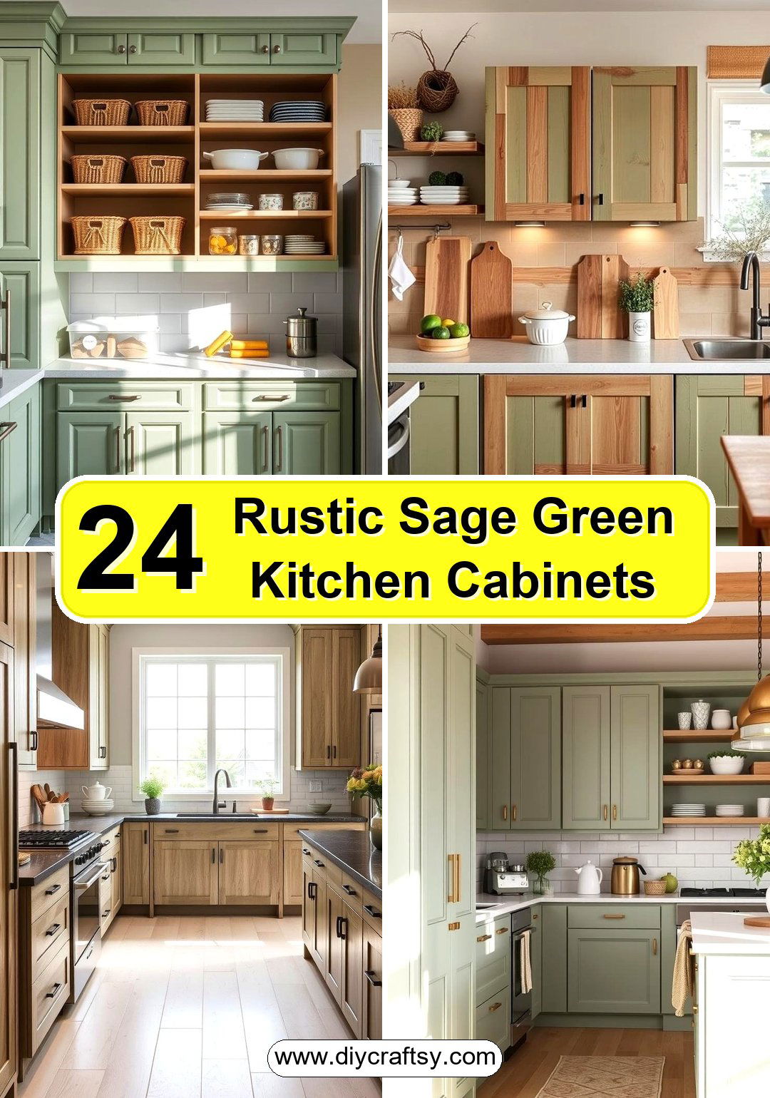Rustic Sage Green Kitchen Cabinets