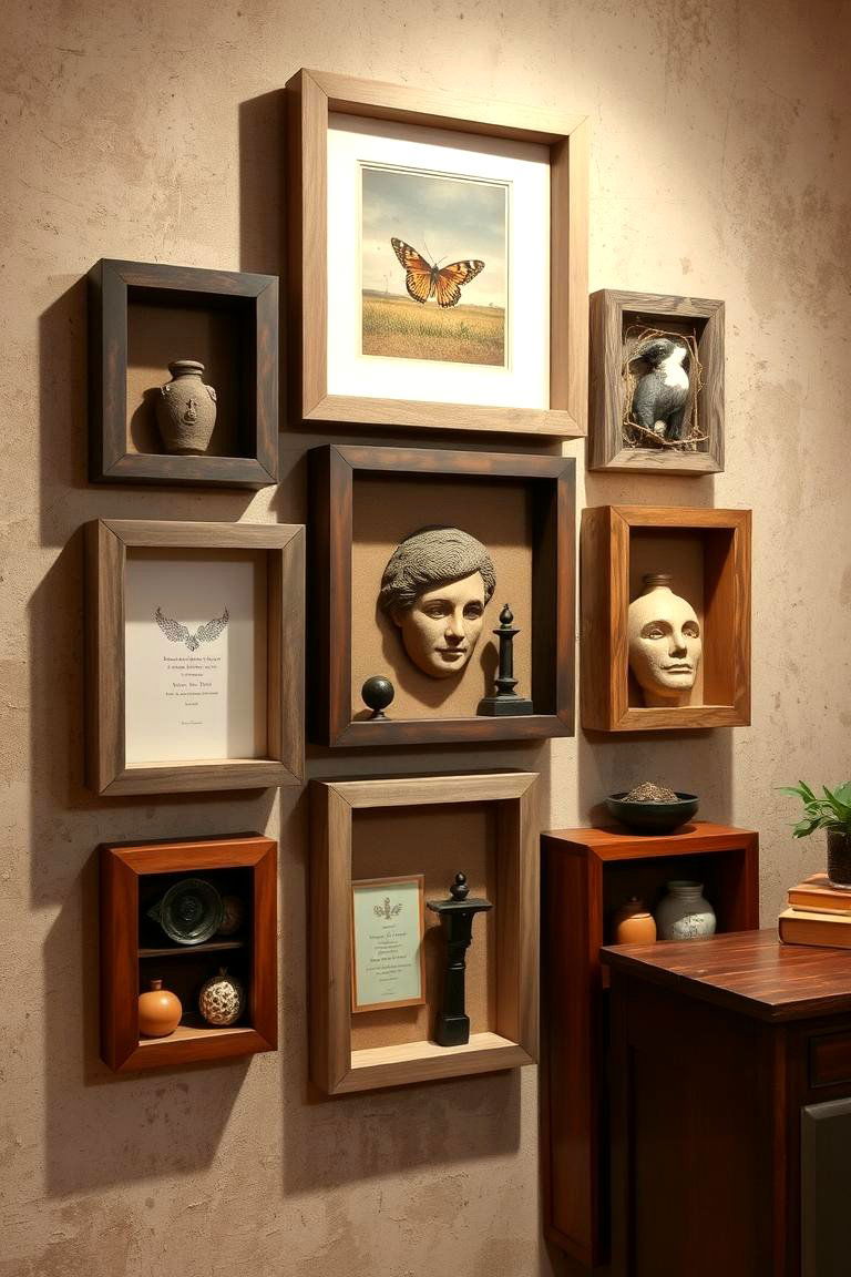 Rustic Shadow Box Frames - 24 Rustic Wall Decor Ideas