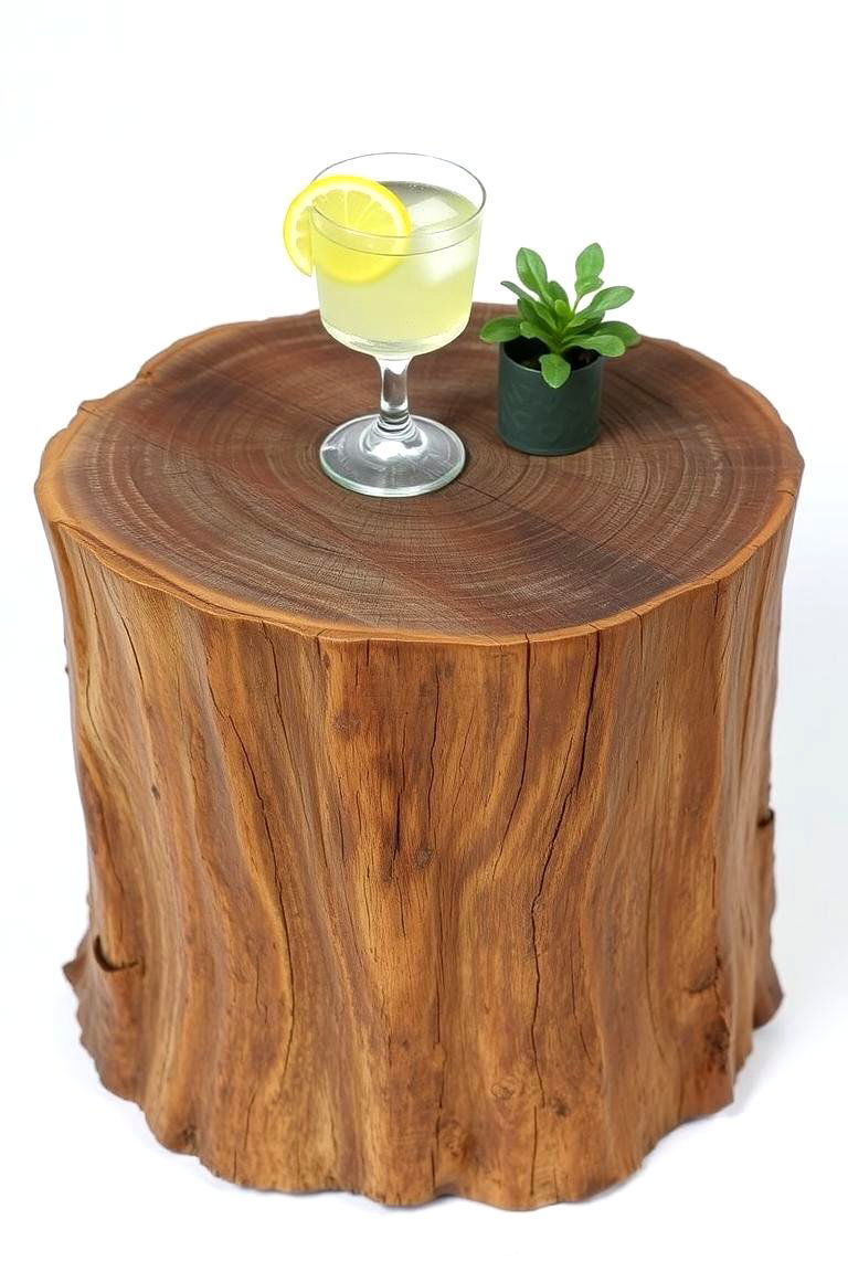 Rustic Side Table - 24 Tree Stump Decorating Ideas