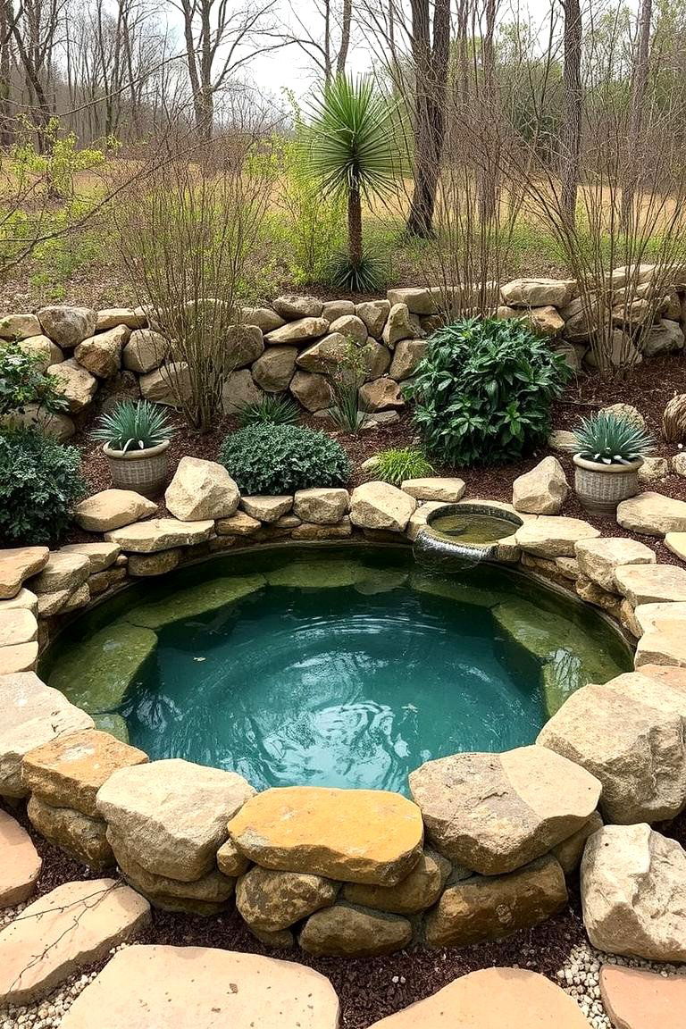 Rustic Spool Pool with Natural Stone Accents - 24 Spool Pool Ideas