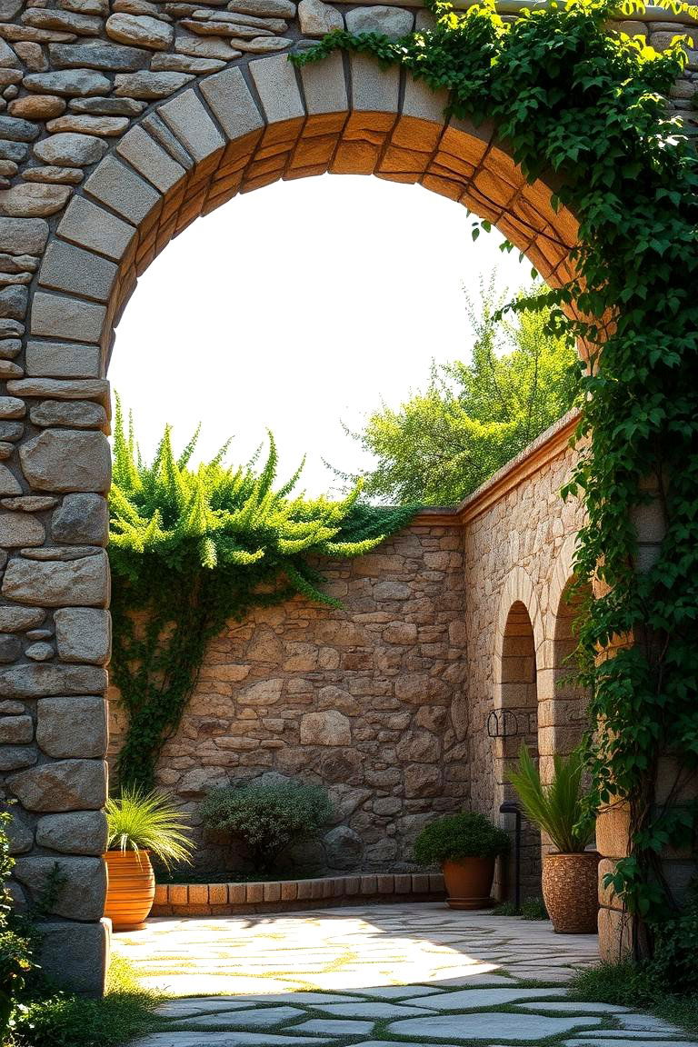 Rustic Stone Arch - 24 Garden Arch Ideas