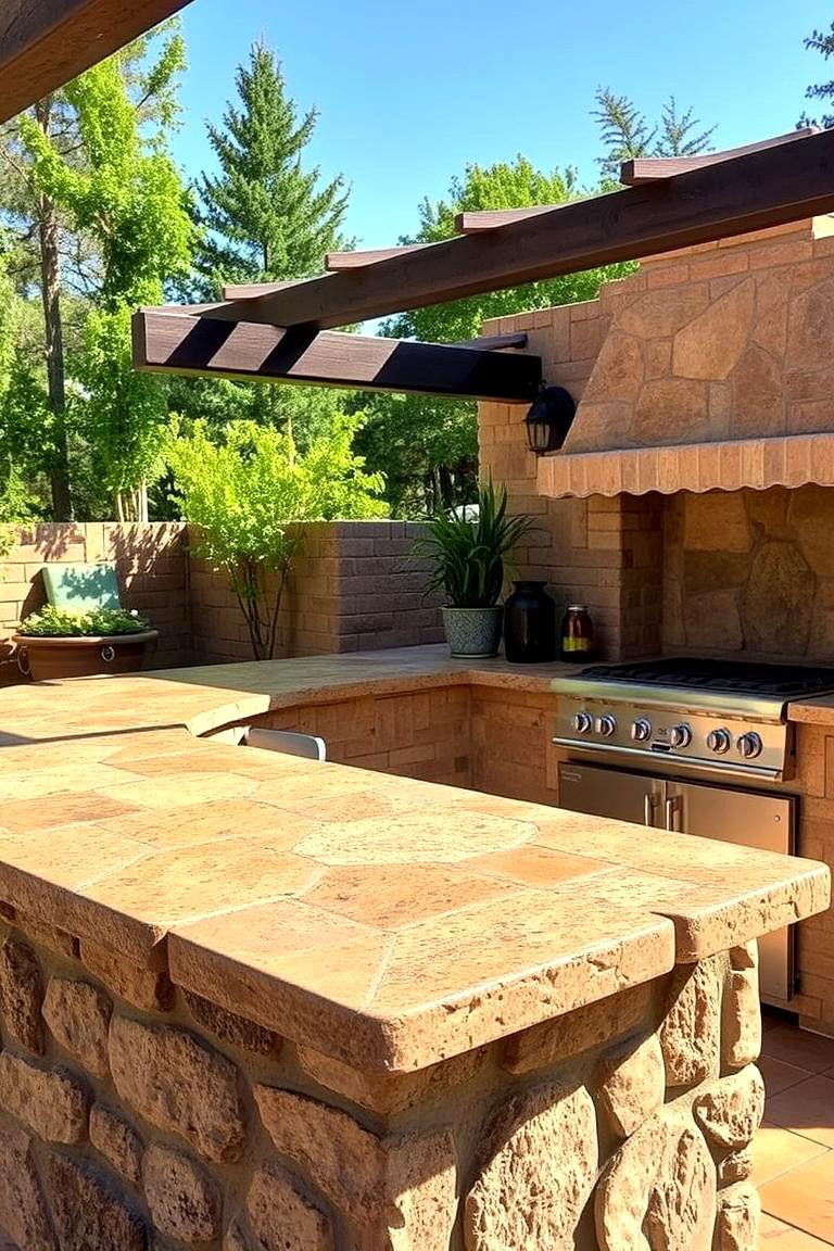 Rustic Stone Countertops - 24 Types of Outdoor Kitchen Countertops