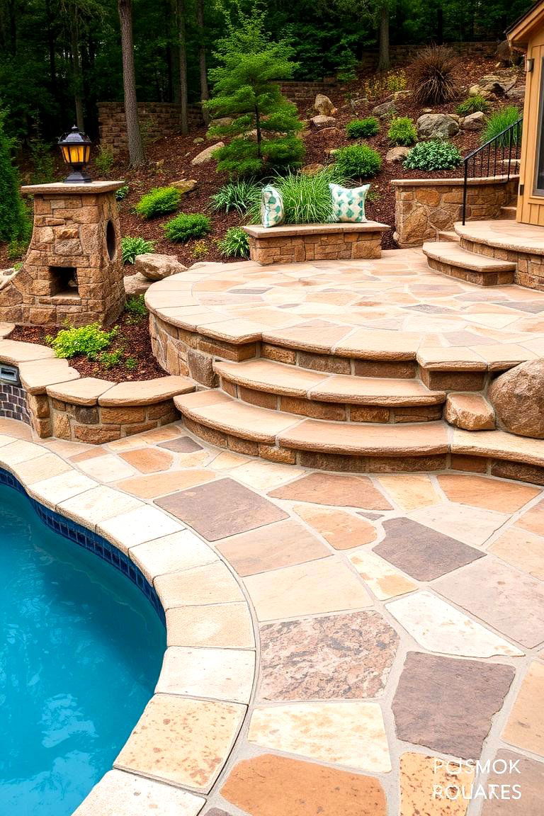 Rustic Stone Deck - 24 Above-ground Pool With Deck Ideas