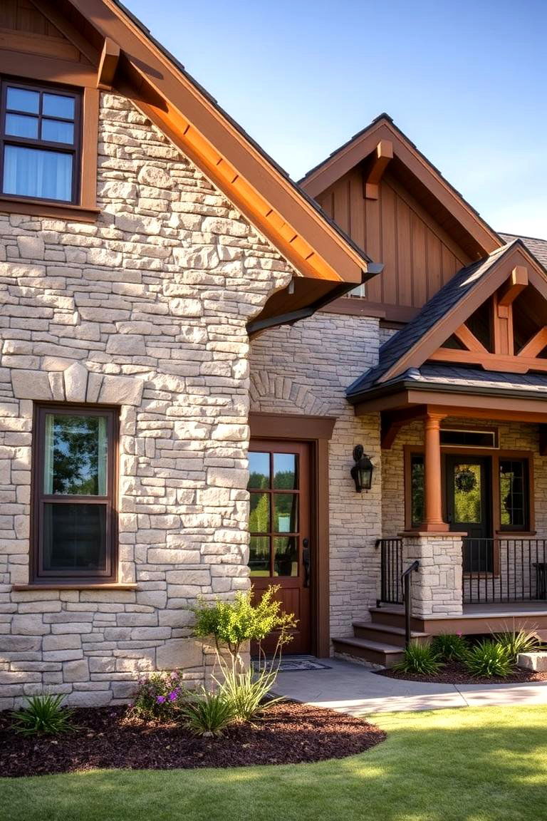 Rustic Stone Facade - 24 Craftsman Style House Exterior Ideas