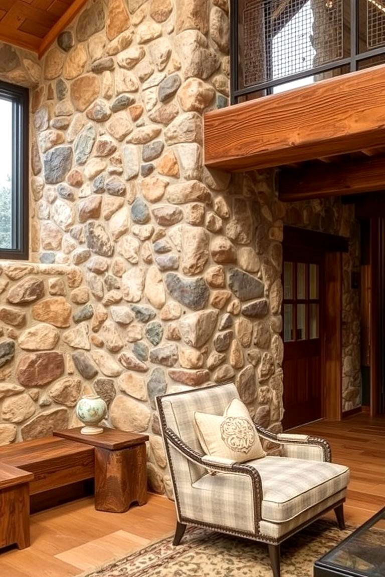 Rustic Stone Features - 24 Rustic Interior Design Ideas