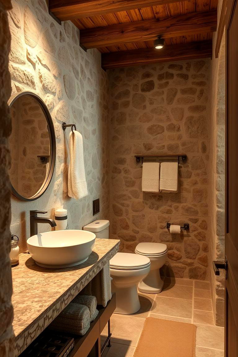 Rustic Stone Features - 24 Cottage Bathroom Ideas