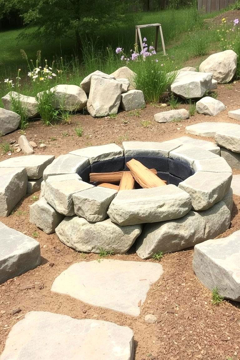 Rustic Stone Fire Pit - 24 Stone Fire Pit Ideas