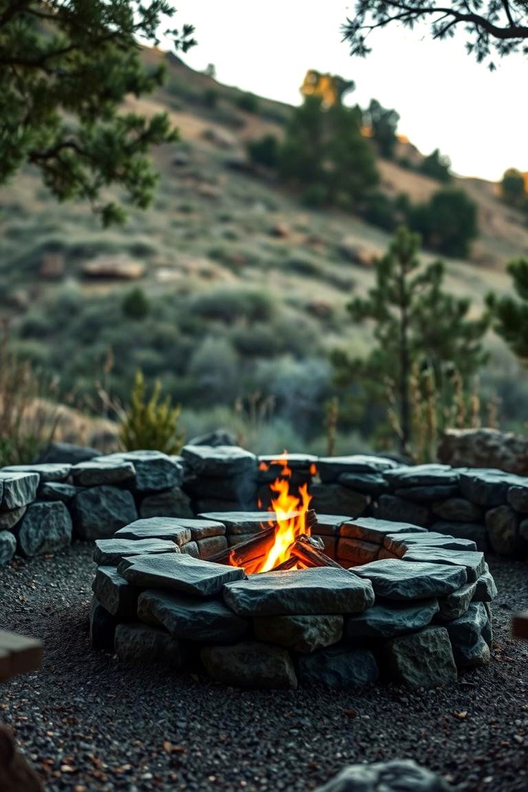 Rustic Stone Fire Pits - 24 hillside landscaping ideas