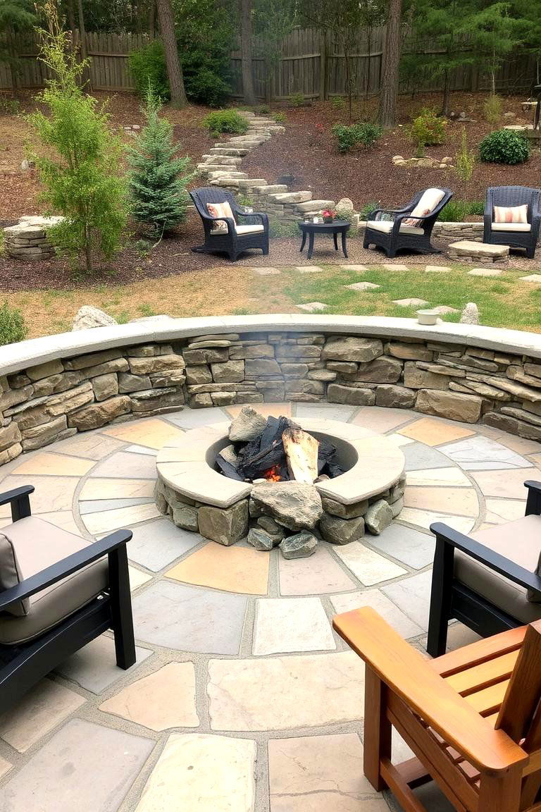 Rustic Stone Firepit - 24 Patio Ideas With Firepit