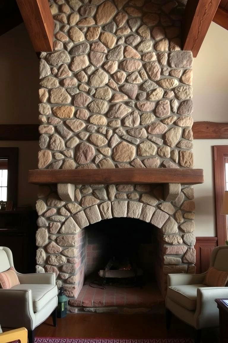 Rustic Stone Fireplace - 24 Basement Fireplace Ideas
