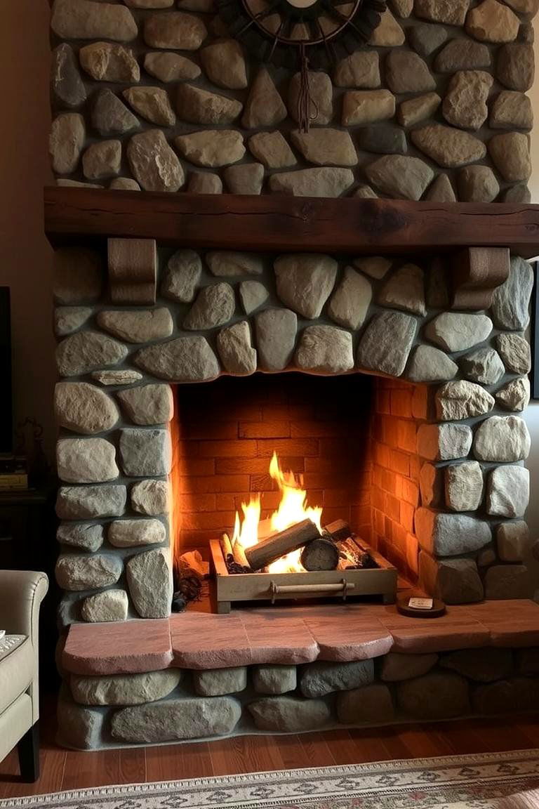 Rustic Stone Hearth - 24 Fireplace Hearth Ideas