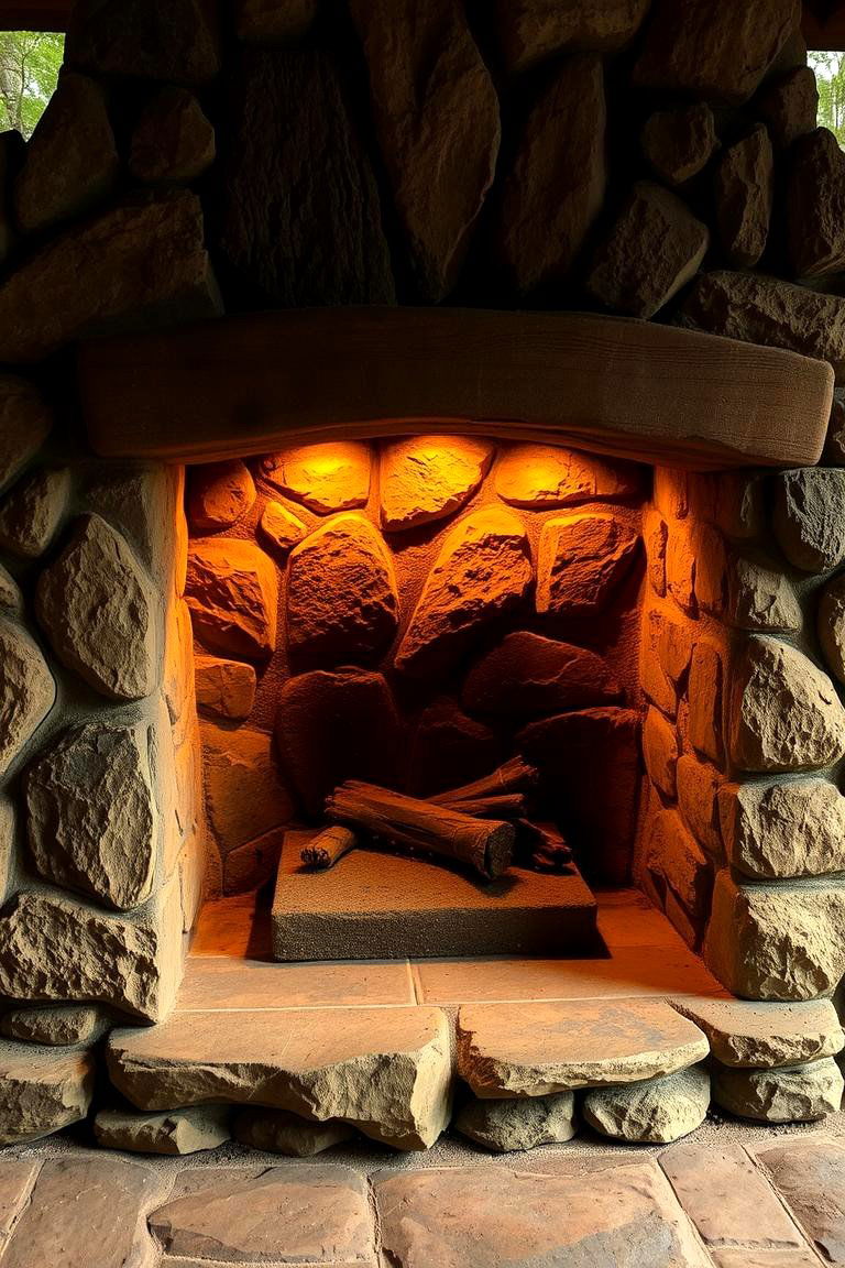 Rustic Stone Hearth - 24 Stone Porch Ideas