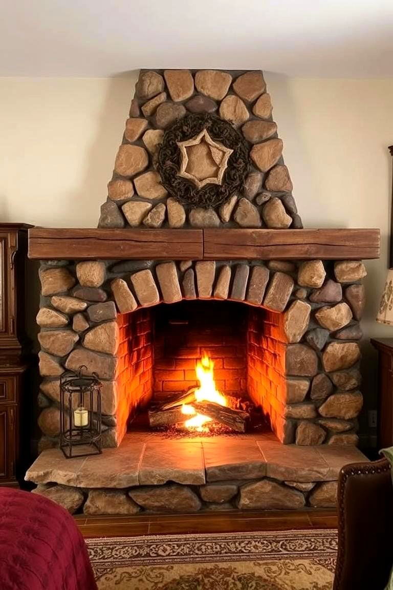 Rustic Stone Hearth Elegance - 24 Bedroom Fireplace Ideas
