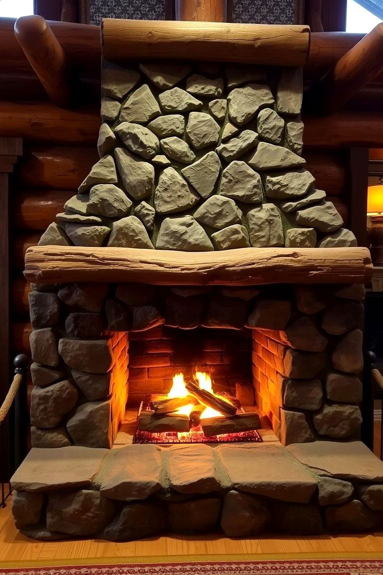 Rustic Stone Hearth - 24 Cabin Fireplace Ideas