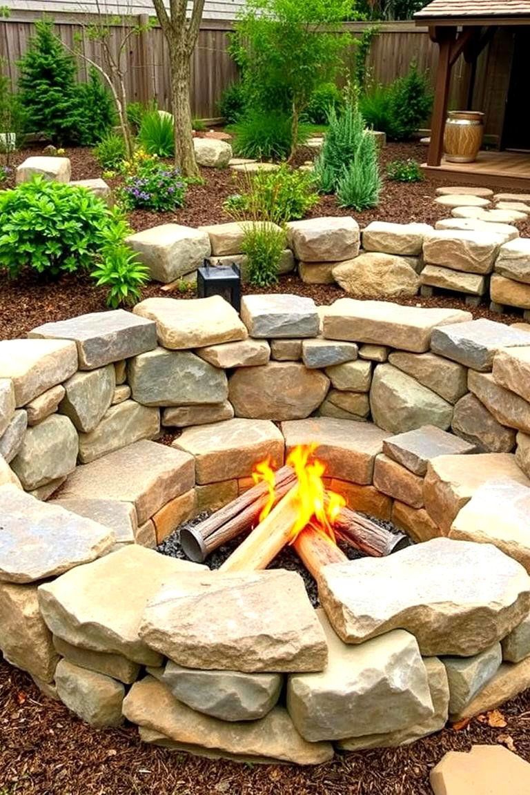 Rustic Stone Sunken Fire Pit - 24 Sunken Fire Pit Ideas